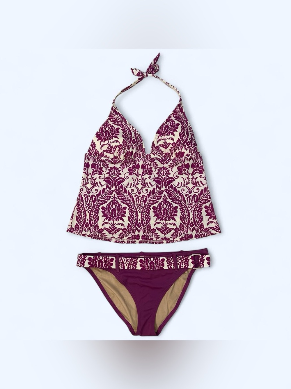 Y2K Two Piece Purple Halter Top Tankini & Belted Bottoms by Victoria’s Secret